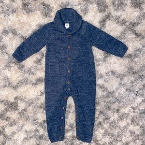 Knitted Button Long Sleeve Jumpsuit